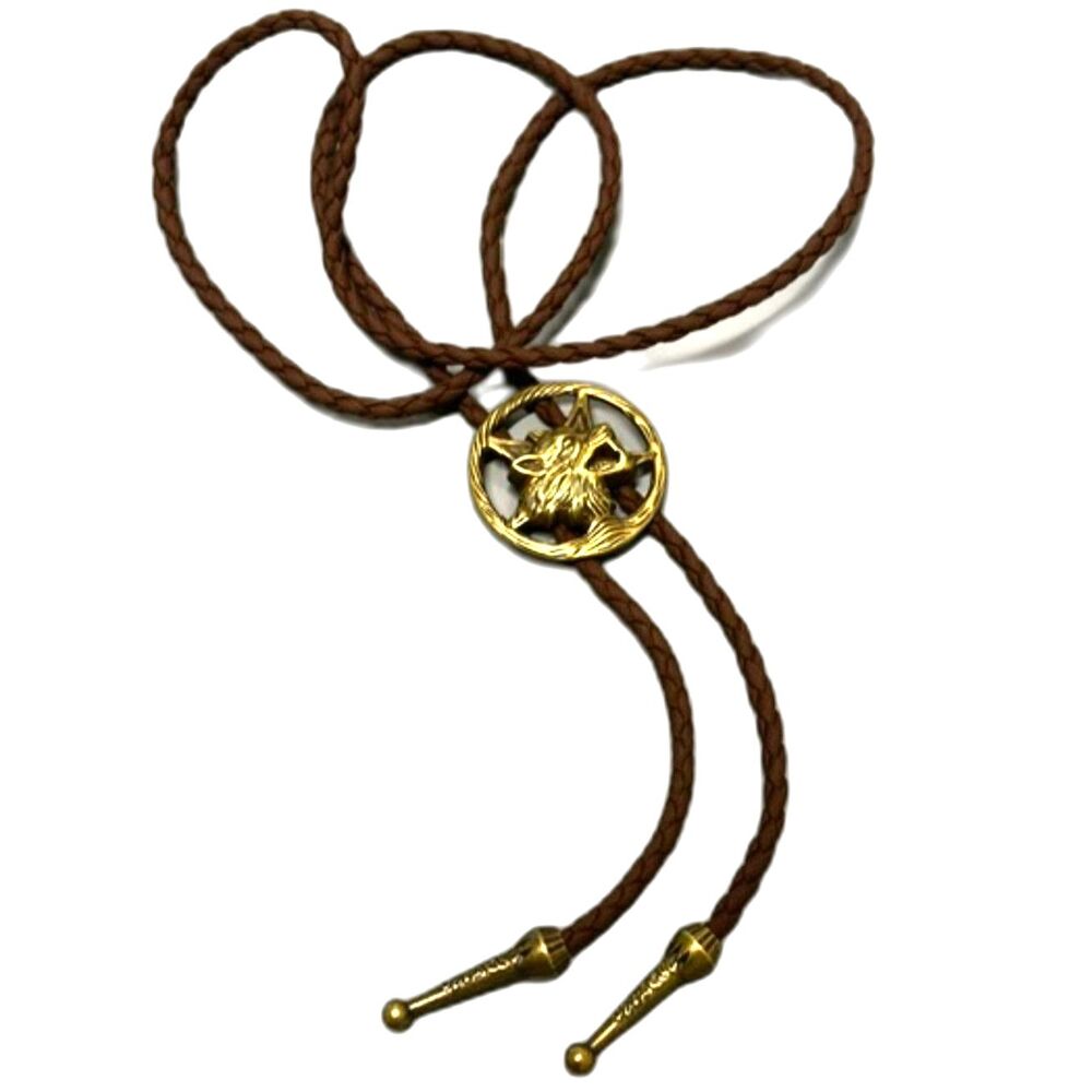 NWT Western Style Fox Head, Bronze Color, Bolo Tie, Necktie, Unisex